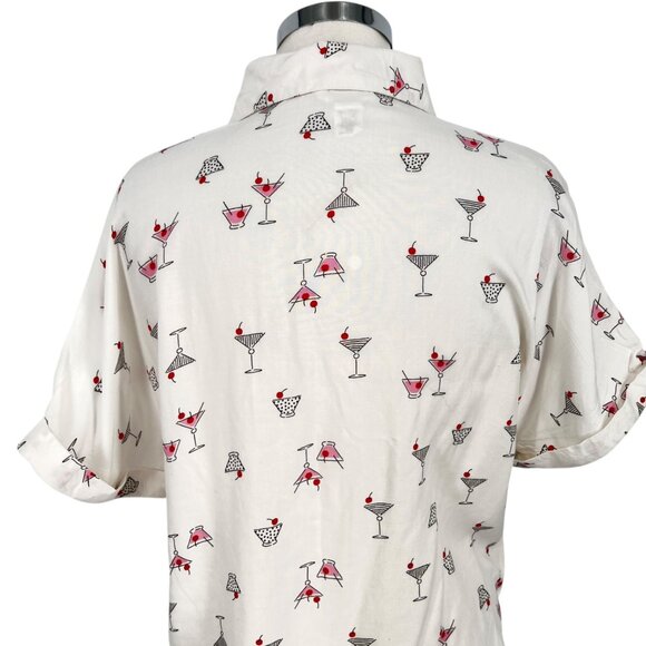 Japna Martini Print White Button-Down Shirt Size Small NWT - Picture 8 of 13